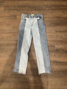 Almost Famous Two-Tone Light and Medium Blue Straight Leg Jeans